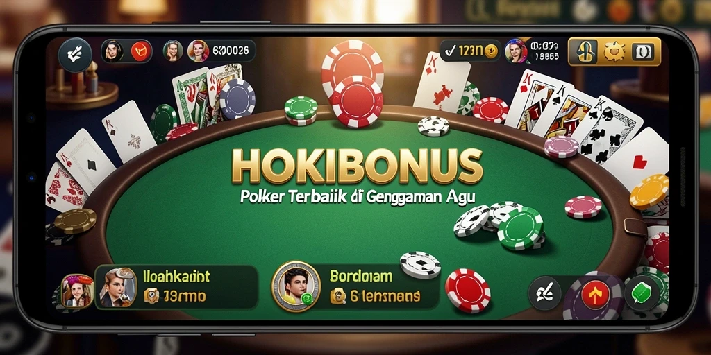 Tampilan menarik dari gameplay Poker yang seru di HOKIBONUS.