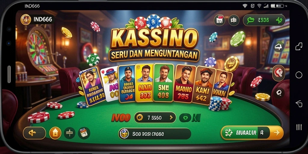 Menampilkan gameplay menarik dan interaksi pengguna di permainan Kasino.