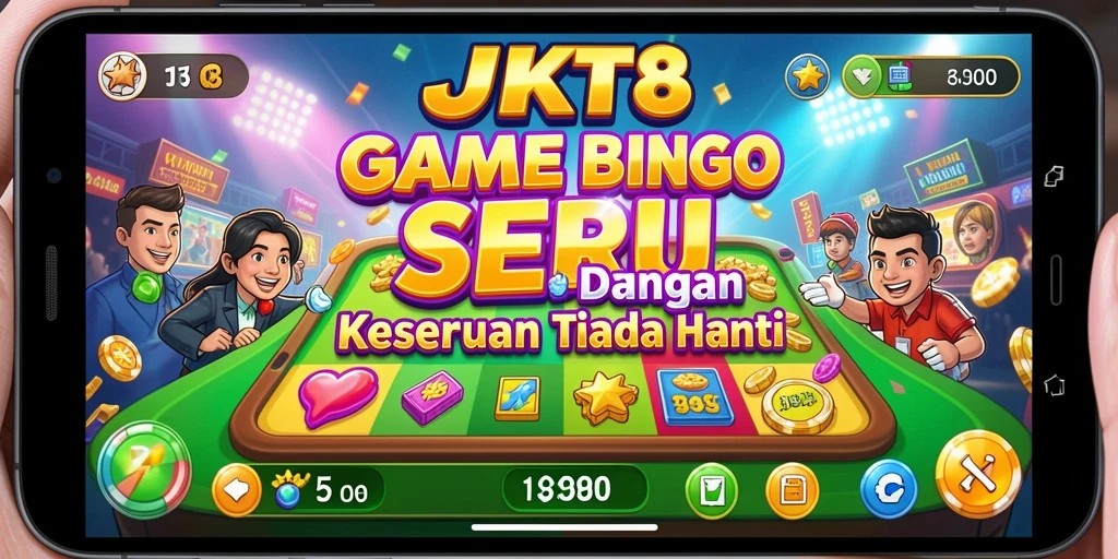 Screenshot utama JKT8 menampilkan gameplay bingo yang seru dan interaktif.