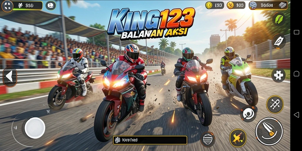 Tampilan gameplay balapan motor yang mendebarkan dan penuh aksi.