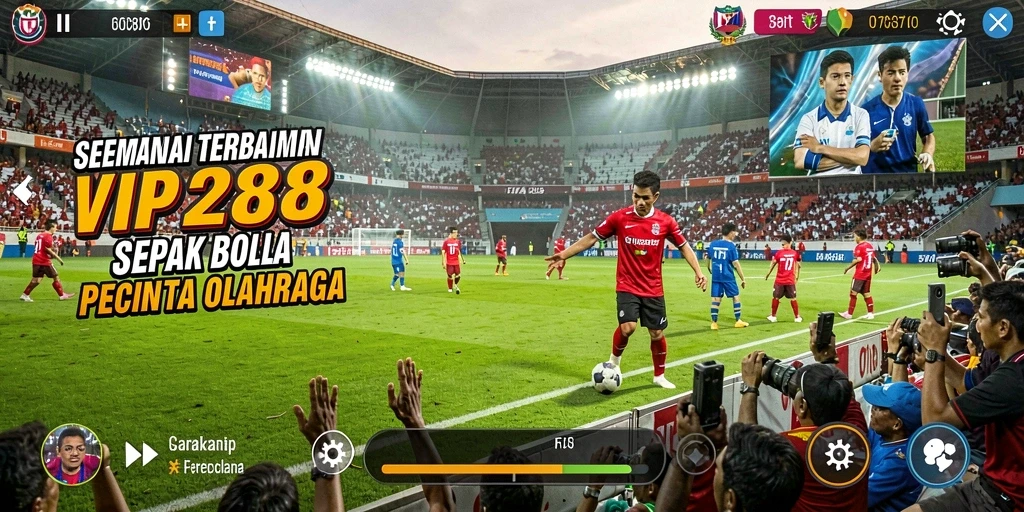 Screenshot gameplay VIP288 menampilkan aksi seru di lapangan sepak bola.